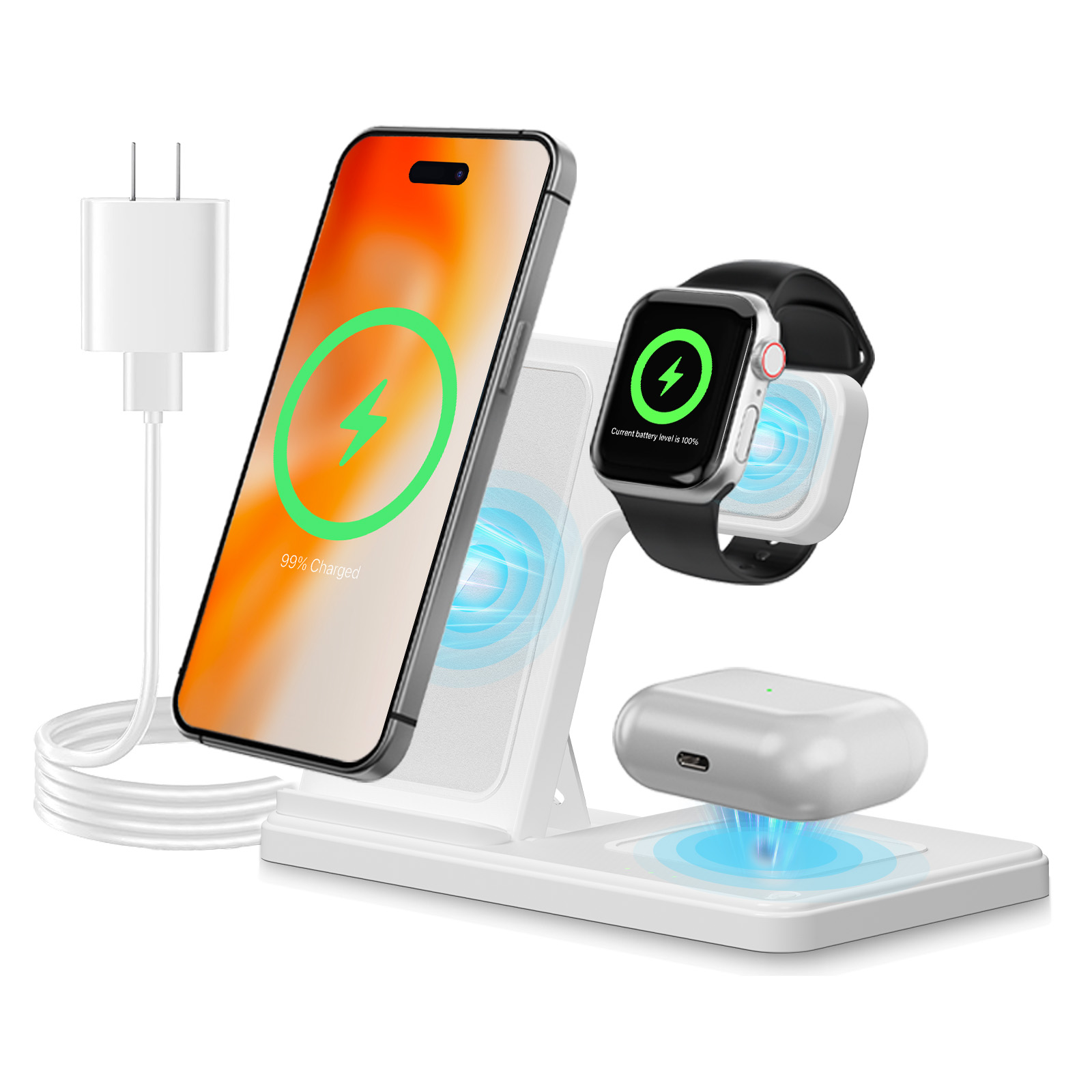 Wireless Charger 3 In 1 - 15W Magnetic Wireless Charger Stand Foldable