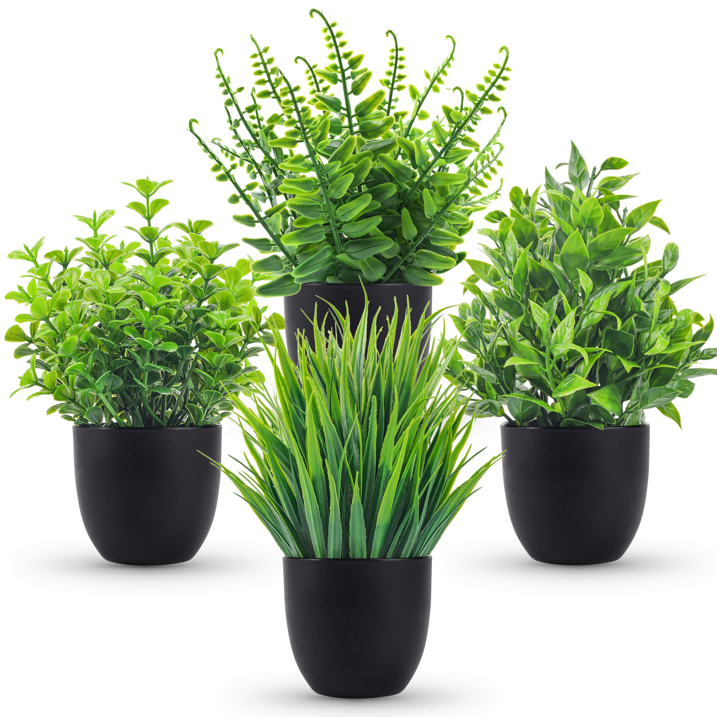Tech Accessories For Office Desk - 4 Packs Fake Plants Artificial Plants