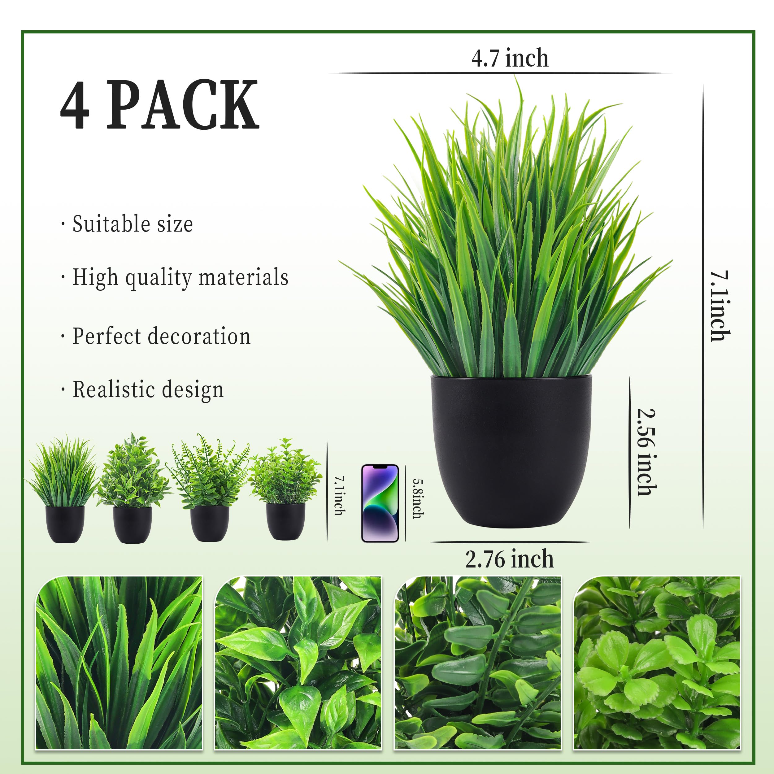 4 Packs Fake Plants Artificial - Tech Accessories For Office Desk บทวิจารณ์และราคา
