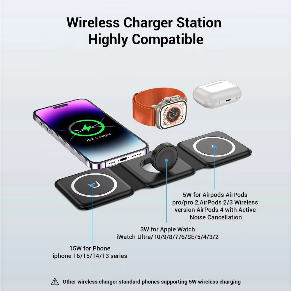 3-in-1 Magnetic Folding Wirele - Wireless Charger 3 In 1 บทวิจารณ์และราคา