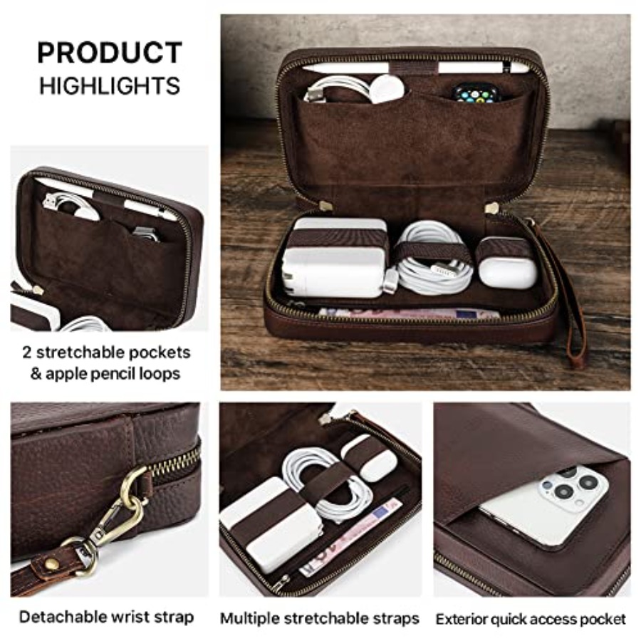 Full Grain Leather Electronic  - Tech Accessories For Travel บทวิจารณ์และราคา