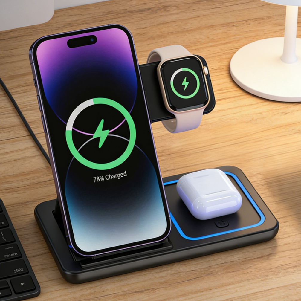 Foldable 3 in 1 Wireless Charg - Wireless Charger 3 In 1 บทวิจารณ์และราคา
