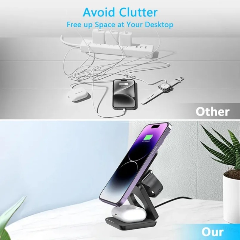 3 in 1 Foldable Magnetic Wirel - Wireless Charger 3 In 1 บทวิจารณ์และราคา