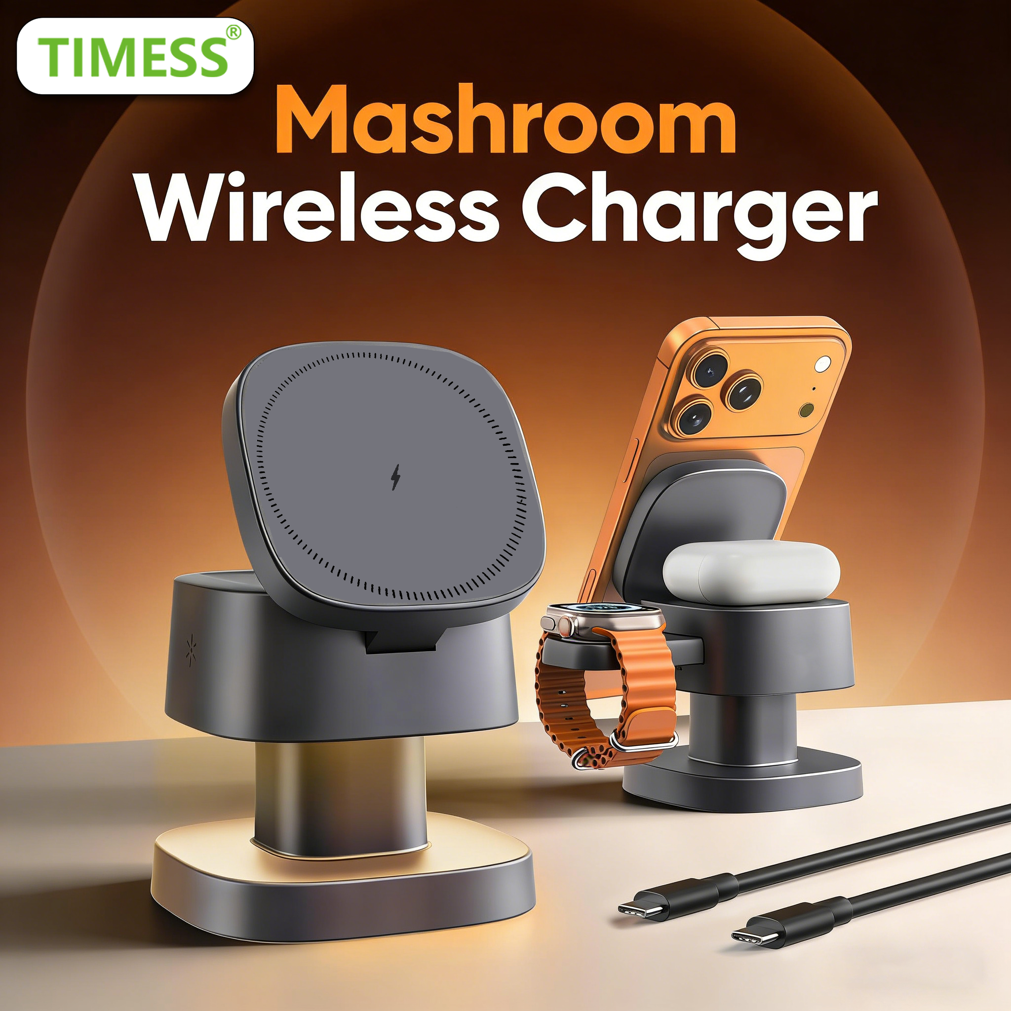 TIMESS Night Light Mashroom Wi - Wireless Charger 3 In 1 บทวิจารณ์และราคา