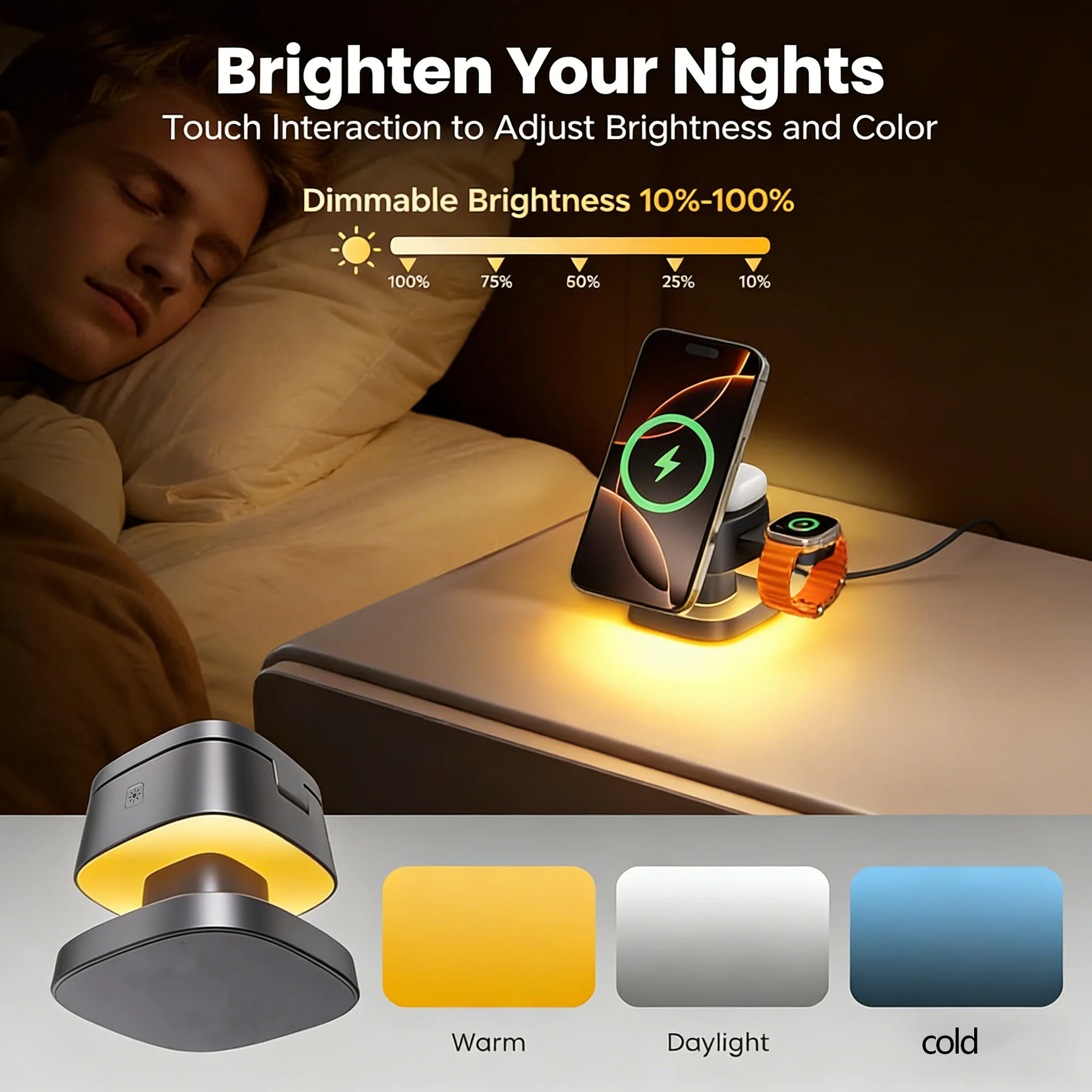 TIMESS Night Light Mashroom Wi - Wireless Charger 3 In 1 บทวิจารณ์และราคา